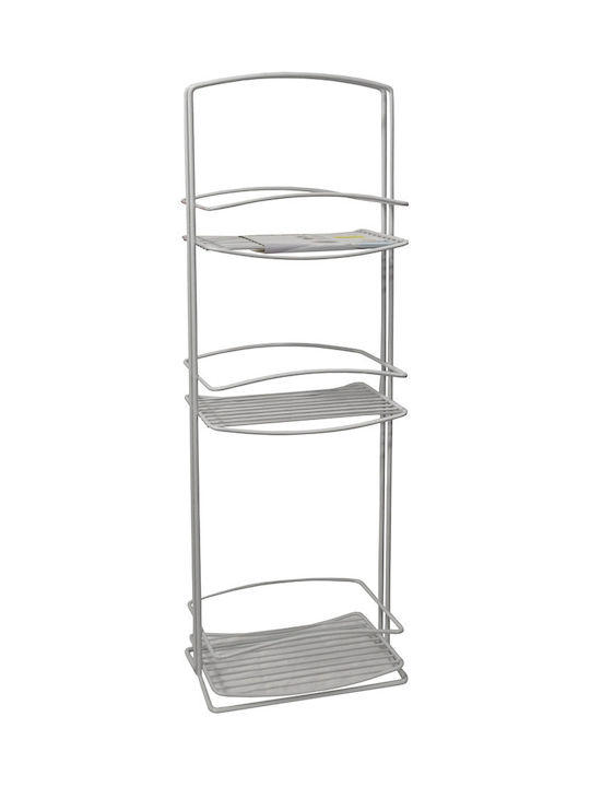 ECE An der Wand montiert Badezimmerregal Metallisch mit 3 Regalböden 26x18x78cm Weiß