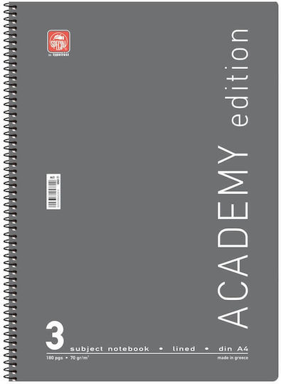Typotrust Spiral Notebook Ruled A4 90 Sheets 3 Subjects Academy Gray 1pcs
