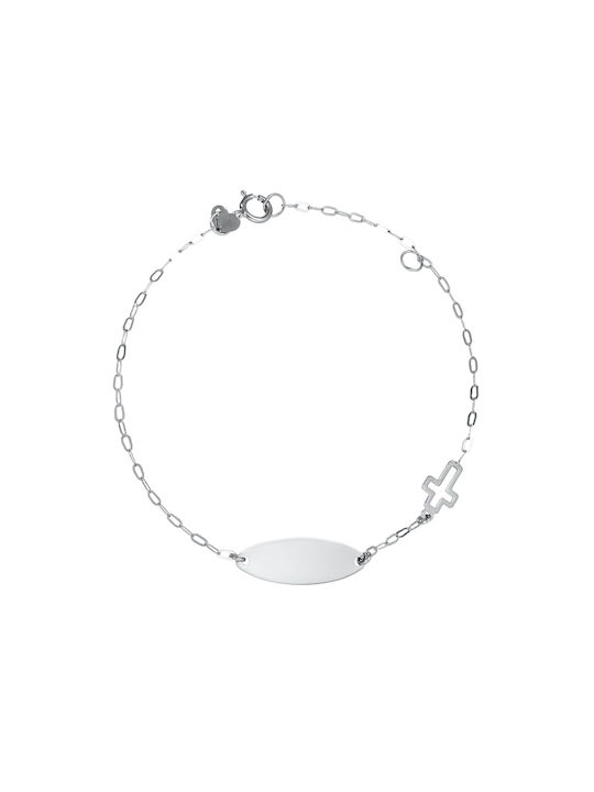 Kritsimis Kids White Gold ID Bracelet 9K with Cross