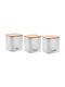 KING Hoff Set of 3 Jars for Coffee Tea Sugar with Lid Glass White 11.5x11.5x12.3cm 3 Pieces
