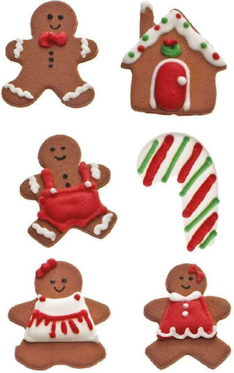 Σετ 6 Gingerbread Χριστουγεννιάτικα Βρώσιμα Διακοσμητικά Decora 3-4εκ