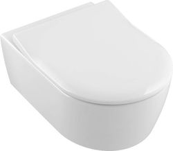 Villeroy & Boch Wandhängende Toilette Randlos mit Schlank Deckel Sanftes Schließen Villeroy & Boch Wandhängende Toilette Randlos mit Schlank Deckel Sanftes Schließen