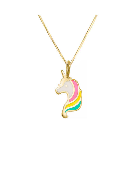 Kritsimis Kinderhalskette Einhorn aus Gold mit Kette 9K 32GK4890-899