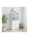 Living Room Display Cabinet made of Particle Board with Windowed White 68x37x142cm