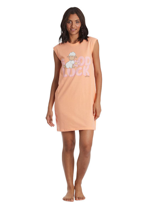 Happy People Summer Cotton Women's Nightdress Orange