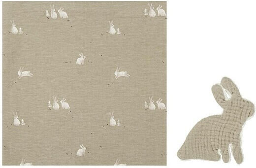 Bimbidreams Bunny Swaddle Blanket from Muslin Green 120x120cm 2 Pieces