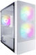 1STPLAYER X4-M Gaming Midi Tower Κουτί Υπολογιστή με Πλαϊνό Παράθυρο και RGB Φωτισμό Λευκό