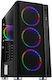 Spacer Rainbow Gaming Midi Tower Computer Case with Window Panel and RGB Lighting Black