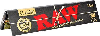 Raw King Size Slim Unraffinierte Schwarze Klassische Natürliche Drehpapiere 50 Blätter