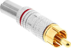 Inline Inline Metal Rca Dad Plug Soldering Silver Red Ring 6 Mm Cable Inline Inline Metal Rca Dad Plug Soldering Silver Red Ring 6 Mm Cable