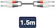 2m6j-j150 Sound Cable 2 X 6.3mm Mono Jack Plugs 2 X 6.3mm Mono Jack Plugs 1m Piece 20117