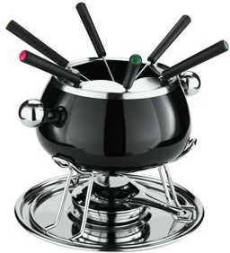 Paderno Fondue-Topf mit Teelicht Metallisch Schwarz 20x18cm