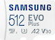 Samsung Evo Plus microSDXC 512GB U3 V30 A2 UHS-I 90MB/s с адаптер