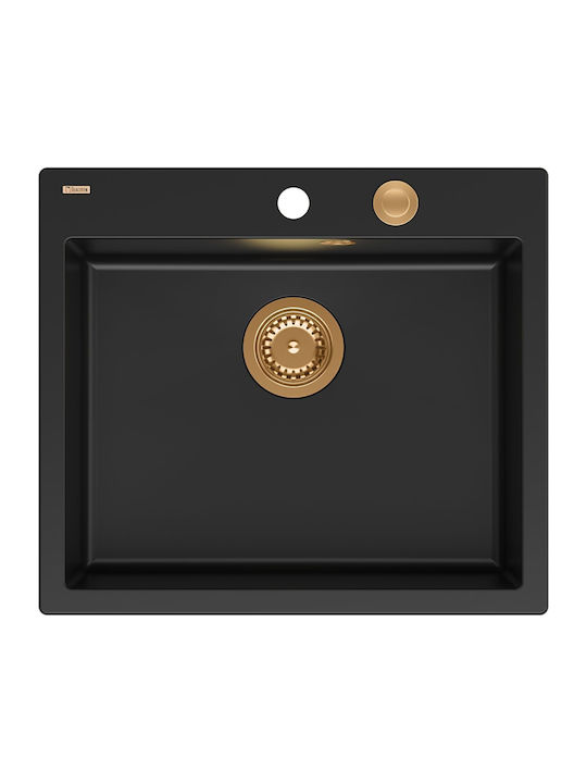 GraniteQ Drop-In Chiuvetă din Granit Sintetic L57xW50cm Negru