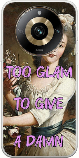 Винтидж калъф за мобилен телефон Lady Too Glam To Give A Damn за Realme 11 Pro Plus 5g - гъвкав TPU прозрачен силикон