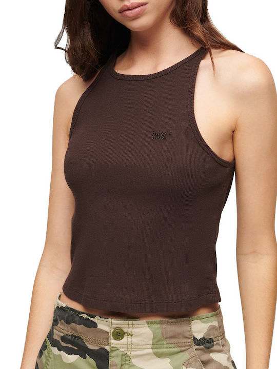 Superdry D2 Ovin Essential Logo Women's Athletic Blouse Sleeveless Brown