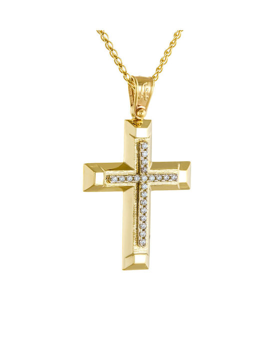 Kritsimis Damen Gold Kreuz 14K mit Kette