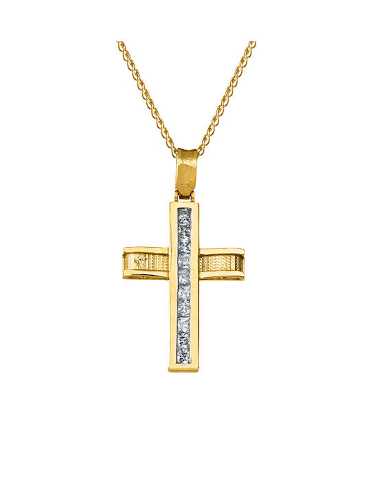 Kritsimis Damen Gold Kreuz 14K mit Kette