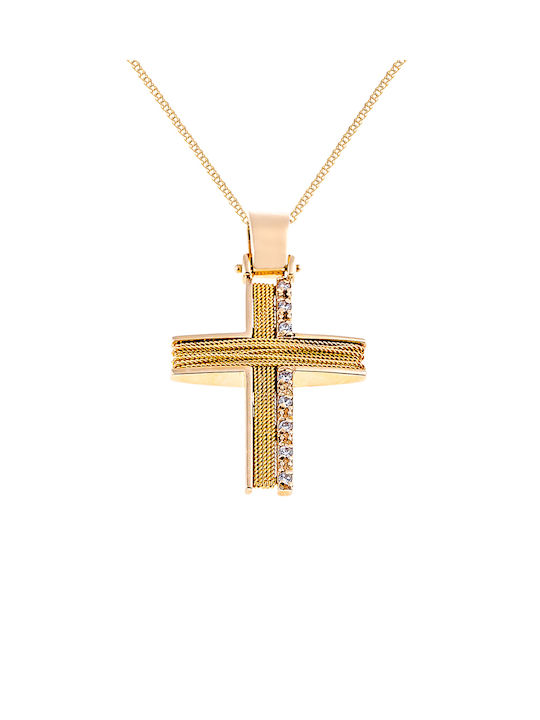 Kritsimis Damen Gold Kreuz 14K mit Kette