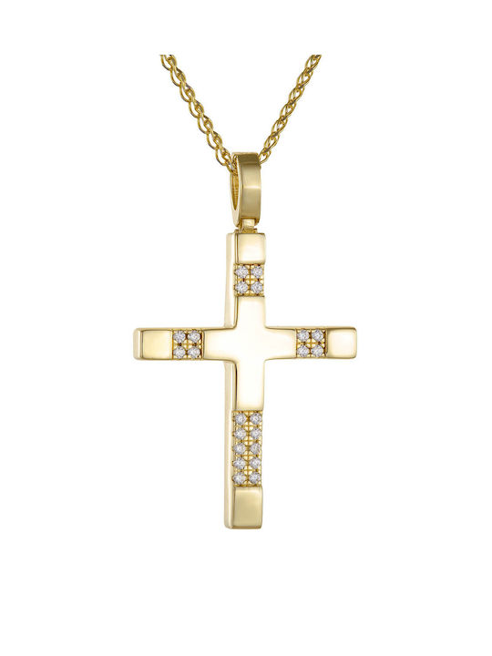 Kritsimis Damen Gold Kreuz 14K mit Kette