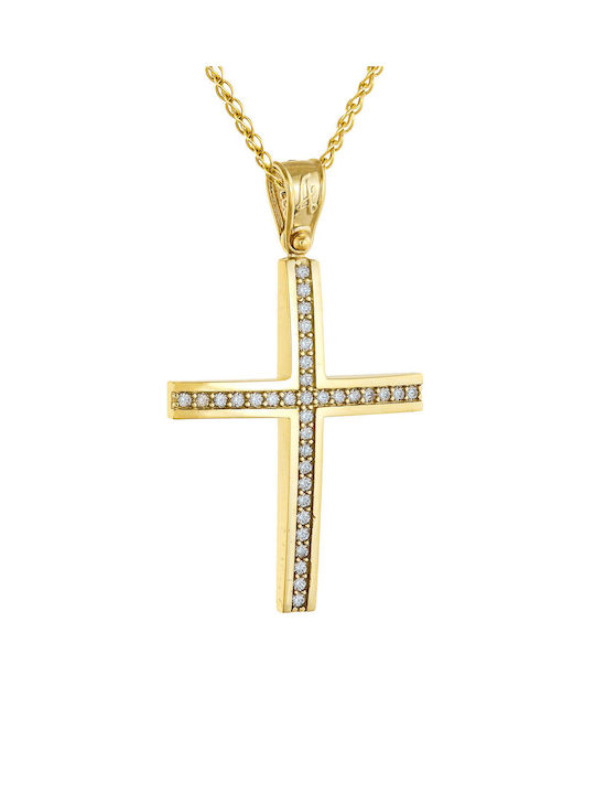 Kritsimis Damen Gold Kreuz 14K mit Kette