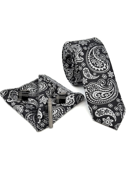 Legend Accessories Herren Krawatten Set Gedruckt in Schwarz Farbe
