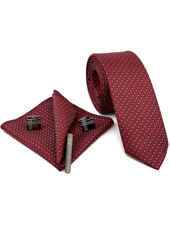 Legend Accessories Herren Krawatten Set Gedruckt in Rot Farbe