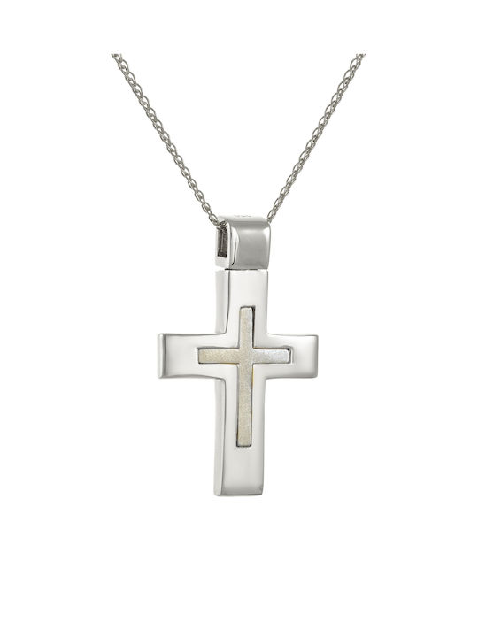 Kritsimis Damen Weißgold Kreuz 14K mit Kette