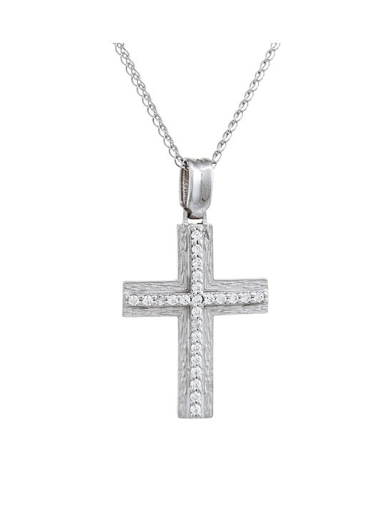 Kritsimis Damen Weißgold Kreuz 14K mit Kette