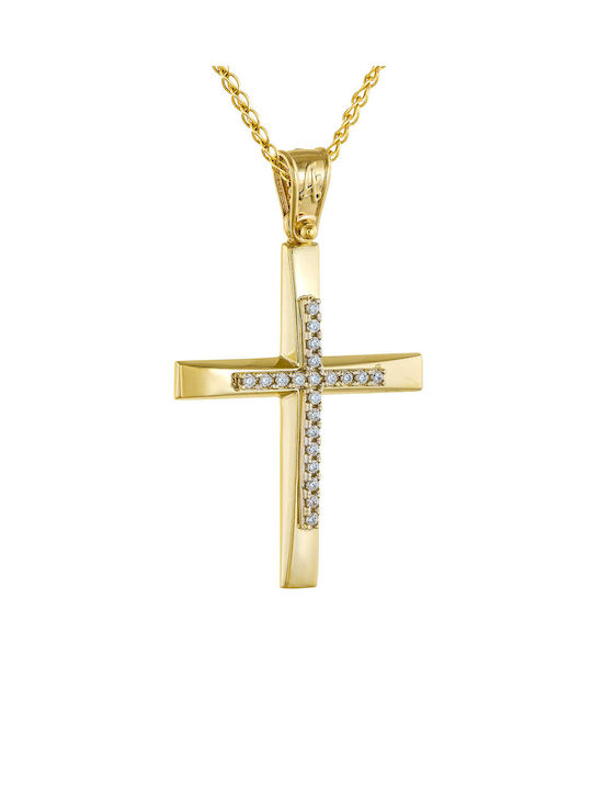 Kritsimis Damen Gold Kreuz 14K mit Kette