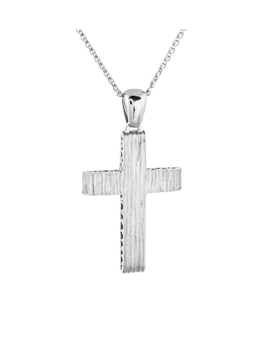 Kritsimis Damen Weißgold Kreuz 14K mit Kette