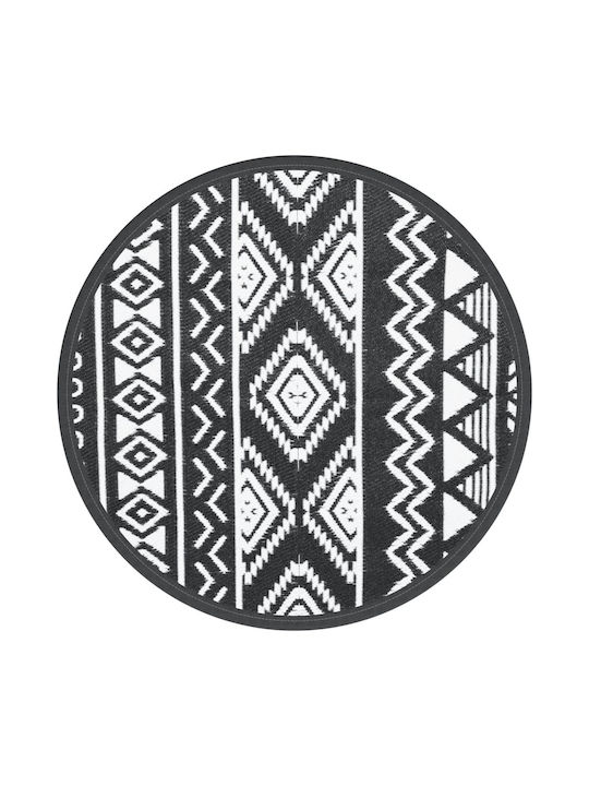 vidaXL Rug Outdoor Round Black