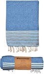 Summertiempo Blue Cotton Beach Towel 180x90cm