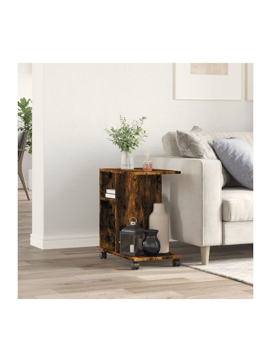 vidaXL Beistelltisch Rechteckig Holz mit Rädern Rauchfichte M50xT30xH55cm