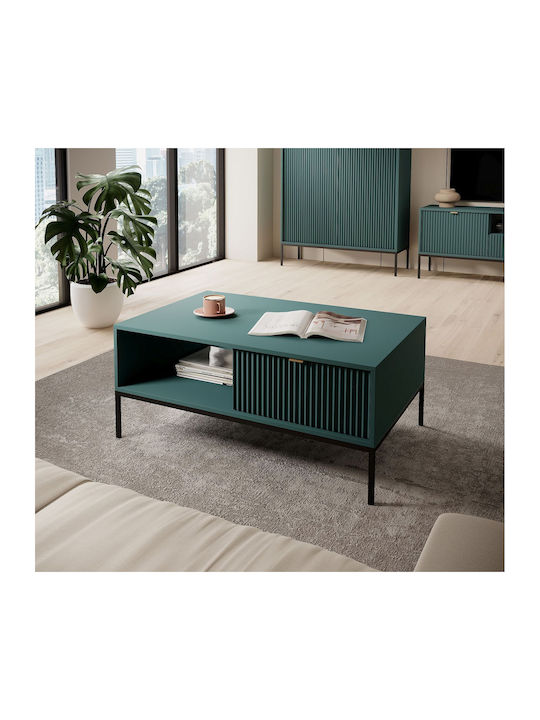 Masa De Cafea Centrală Rectangulară Nova Din Lemn Cu Sertare Verde Și Negru M104xL68xÎ46cm
