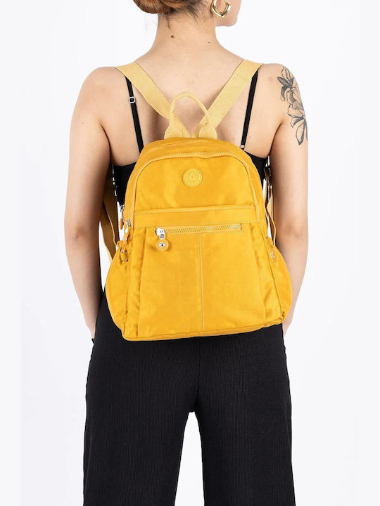 Mega Bag Τσάντα Πλάτης Υφασμάτινη Φερμουάρ Κίτρινο
