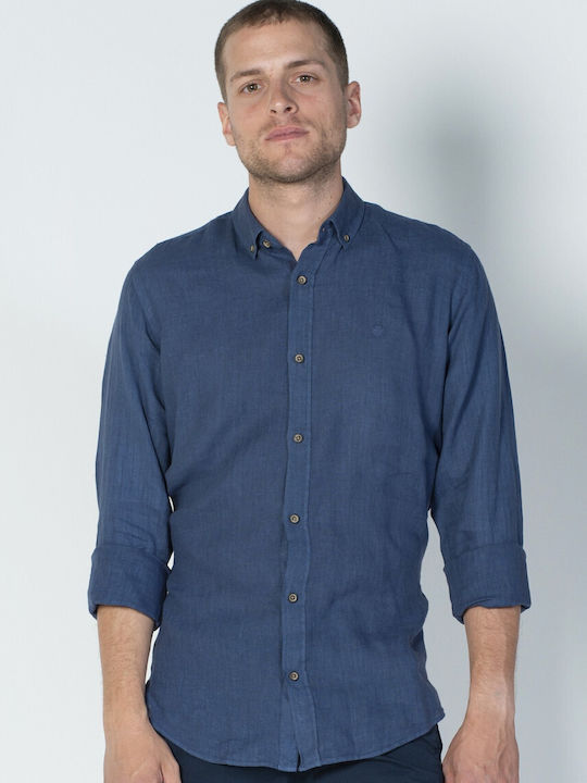 Dors Men's Shirt Linen Blue