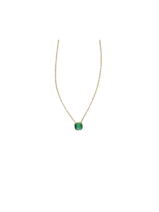 Gold Necklace Green Stone Green 24611