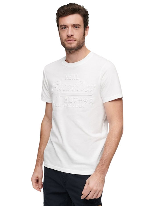 Superdry Embossed Vl T-shirt Bărbătesc cu Mânecă Scurtă Alb optic