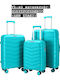 Ormi ESH-B012 Travel Suitcases Hard Aqua with 4 Wheels Set of 3pcs