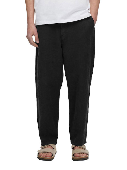 Selected Pantaloni pentru bărbați cu Croială Relaxată Black