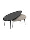 Oval Couchtisch Elips Holz Black - Grey 2Stück B116xT46xH46cm