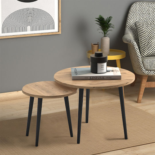 Rund Couchtisch Roma Holz Color Oak 2Stück B60xT60xH46cm