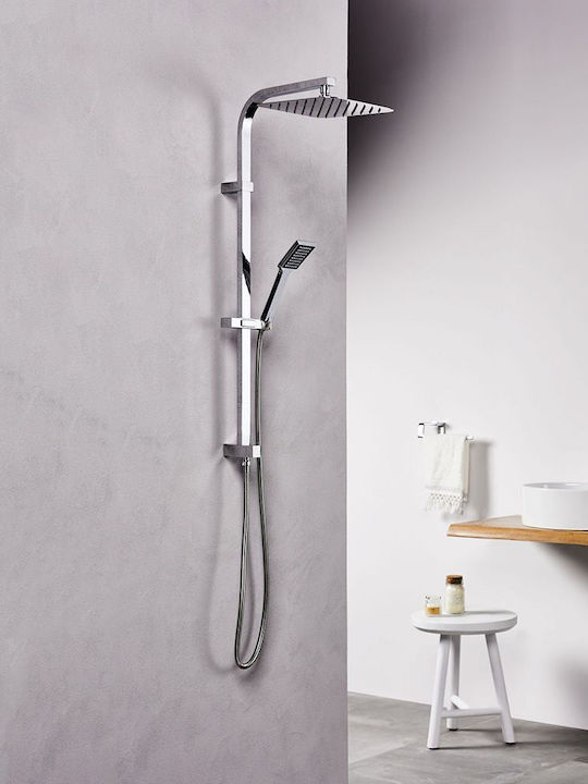 Tema Hill Shower Column with Mixer Silver