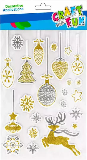 Craft with Fun Χριστουγεννιάτικα Αυτοκόλλητα με Σχέδιο Τάρανδους 12τμχ