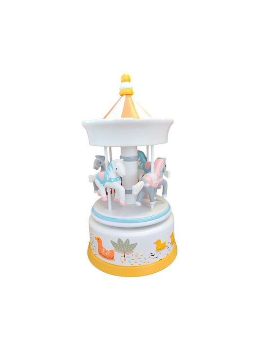 Carusel Handmade Muzical din Lemn 1buc 6061455 Alb