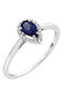 Rosettenring Saphir & Diamanten Weißgold K18 P-70732 Weißgold K18
