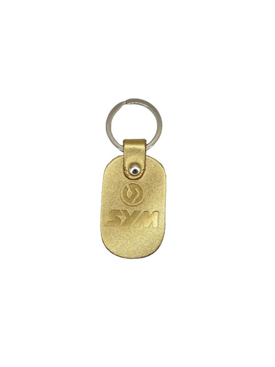 Leather Gold Keychain Sym 6187-k