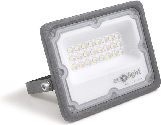 Eco Light Στεγανός Προβολέας LED 20W Ψυχρό Λευκό 6500K με Αισθητήρα Κίνησης IP65