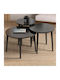 Round Central Coffee Table Roma Wooden Black Marble Effect 3 Pieces W60xL60xH46cm
